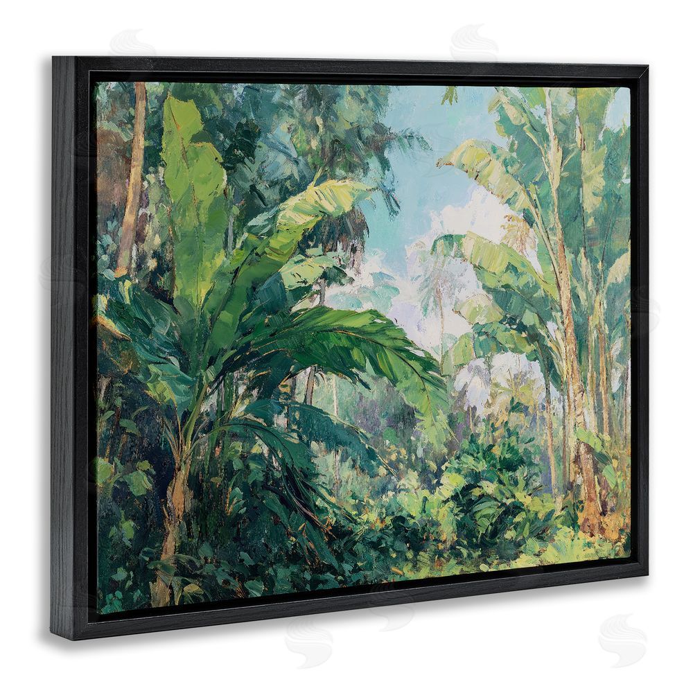 Ziwei Li Canopy Of Tropical Palm Leaves Black Floating Frame Canvas Wall Art Print