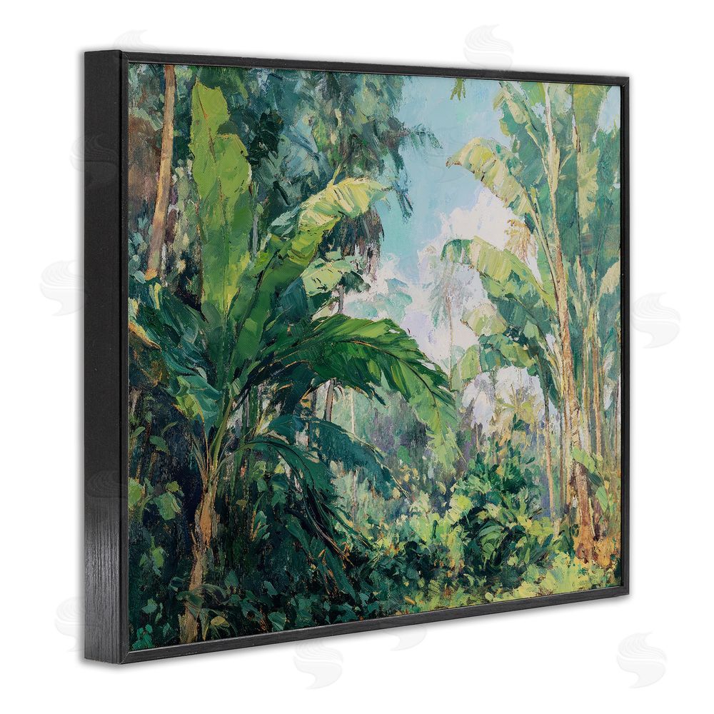 Ziwei Li Canopy Of Tropical Palm Leaves Black Framed Giclee Wall Art Print