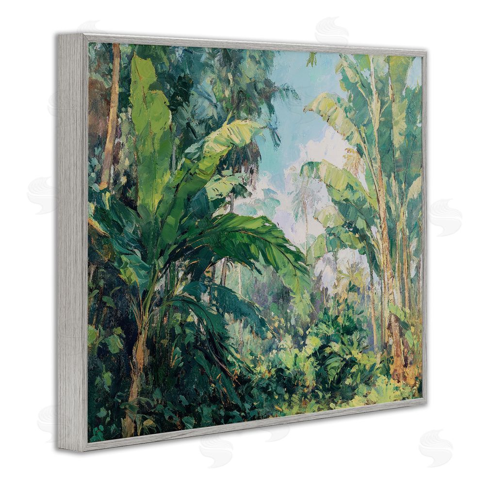Ziwei Li Canopy Of Tropical Palm Leaves Gray Framed Giclee Wall Art Print