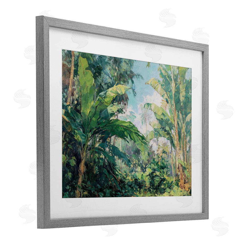 Ziwei Li Canopy Of Tropical Palm Leaves Gray Framed Print Under Glass Wall Art