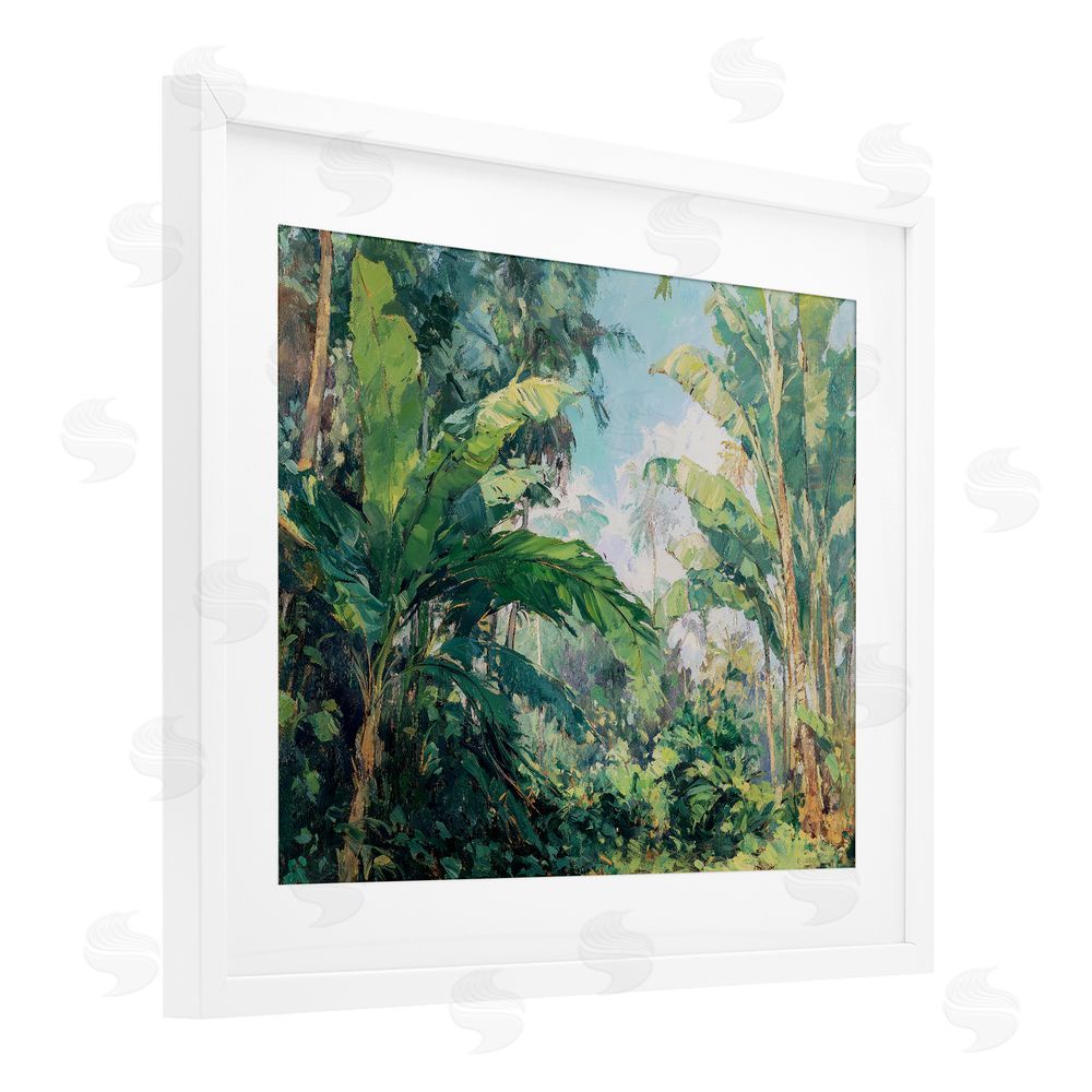 Ziwei Li Canopy Of Tropical Palm Leaves White Framed Print Under Glass Wall Art