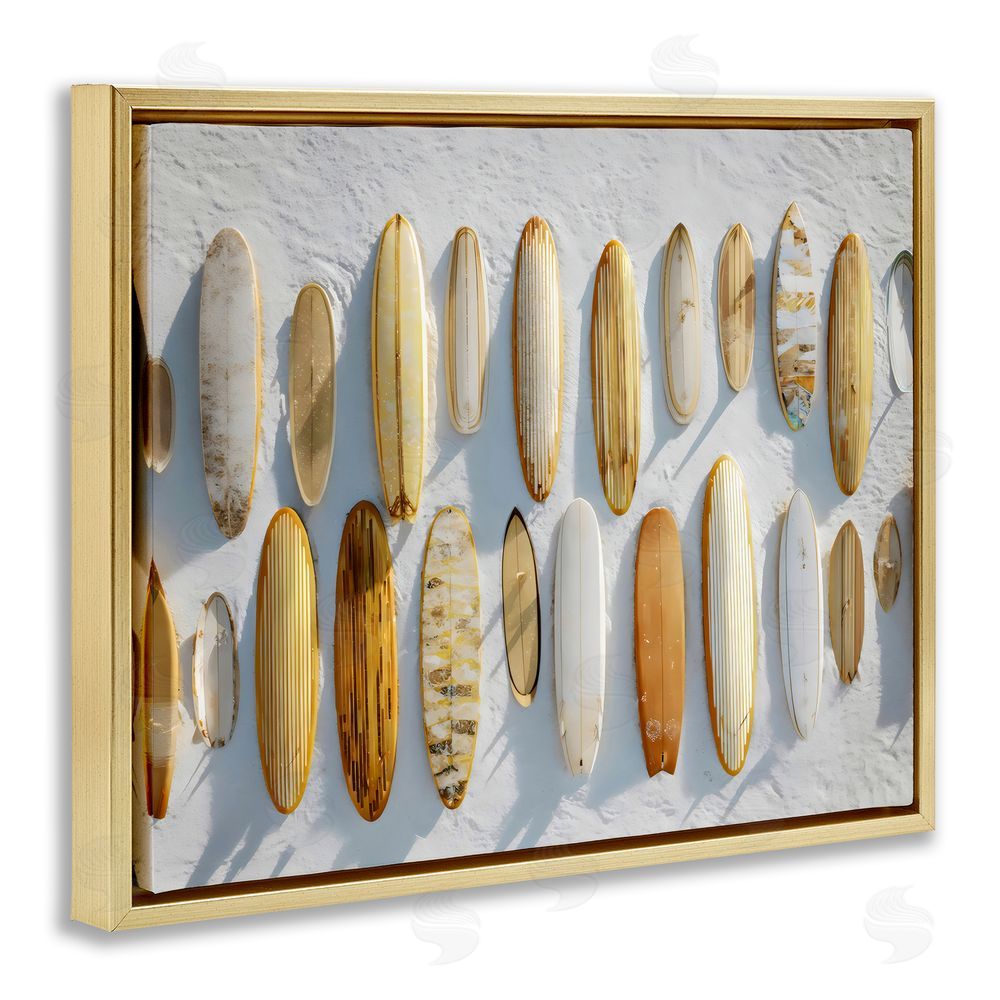 Franklyn Gregory Vintage Surfboard Collection Gold Floating Framed Canvas Wall Art Print