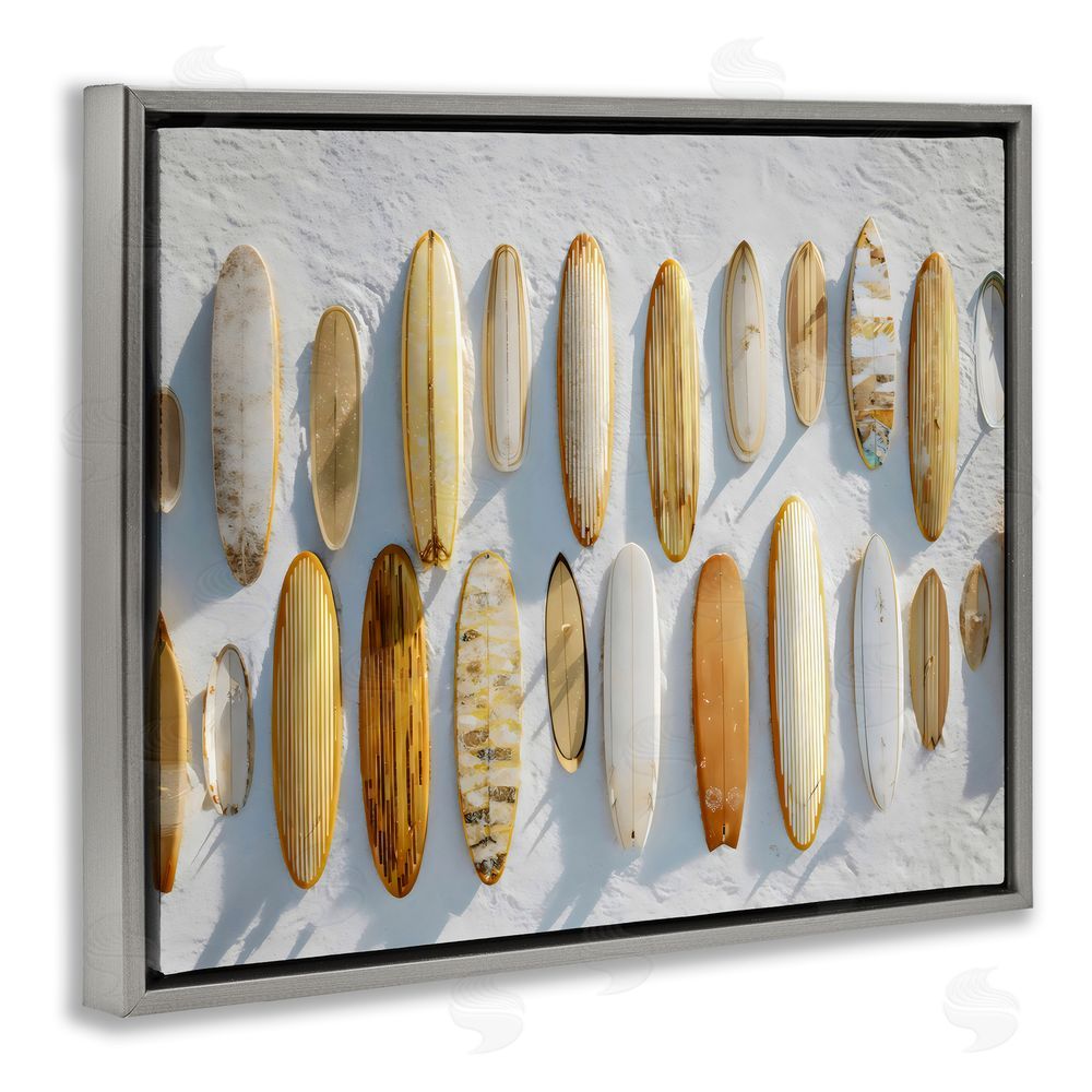 Franklyn Gregory Vintage Surfboard Collection Gray Floating Framed Canvas Wall Art Print