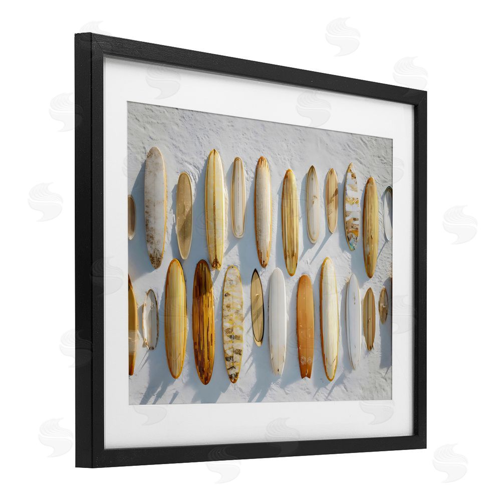 Franklyn Gregory Vintage Surfboard Collection Black Framed Print Under Glass with White Mat Wall Art