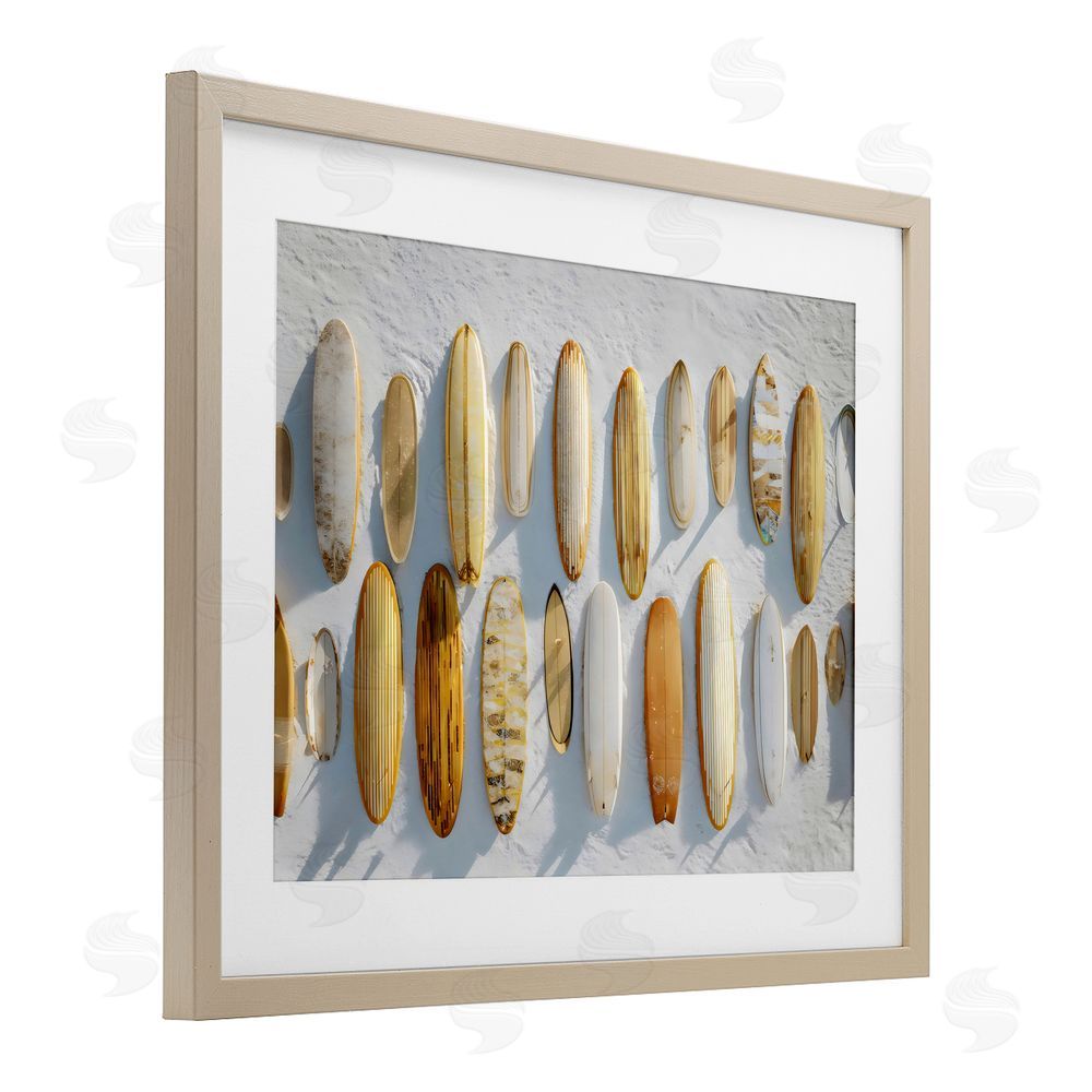 Franklyn Gregory Vintage Surfboard Collection Brown Framed Print Under Glass with White Mat Wall Art