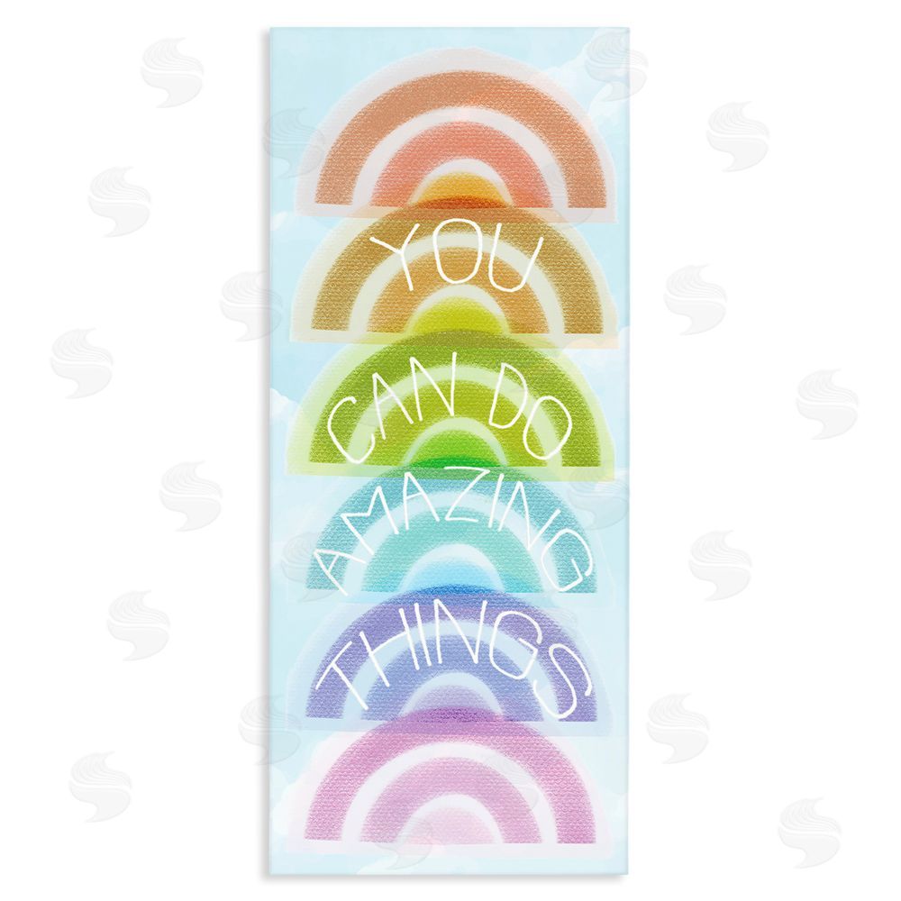 Stupell Studio Amazing Things Rainbow Encouragement Stretched Canvas Wall Art Print