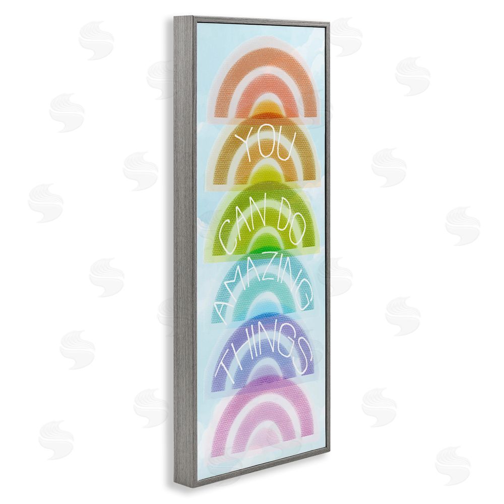 Stupell Studio Amazing Things Rainbow Encouragement Gray Framed Giclee Wall Art Print