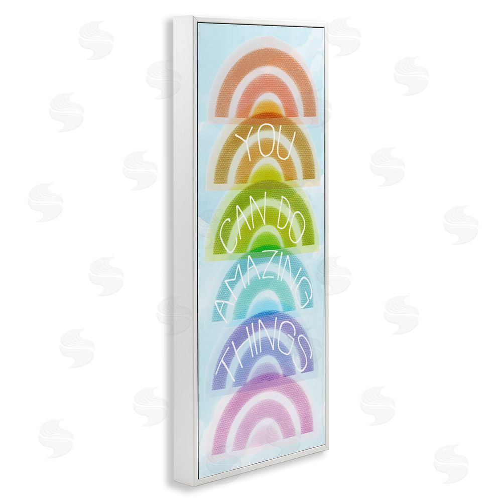 Stupell Studio Amazing Things Rainbow Encouragement White Framed Giclee Wall Art Print