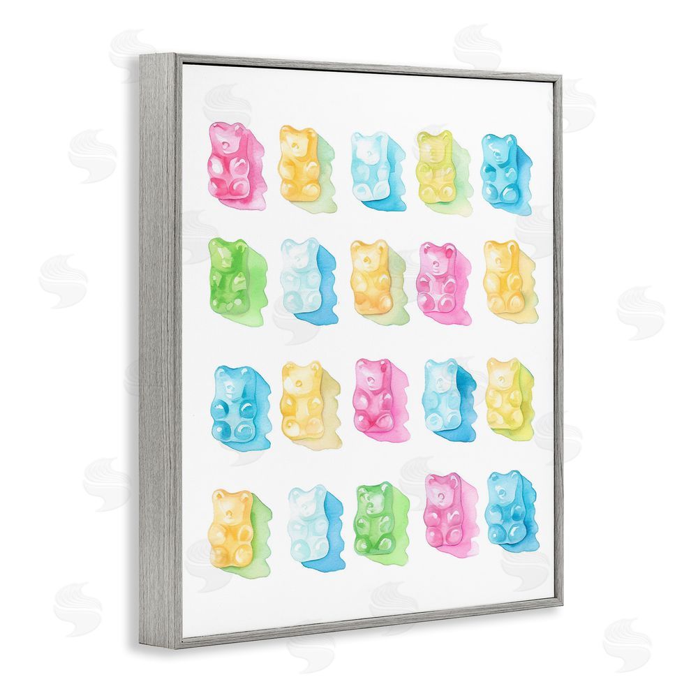 Stupell Studio Pastel Candy Bears Collection Gray Framed Giclee Print Wall Art