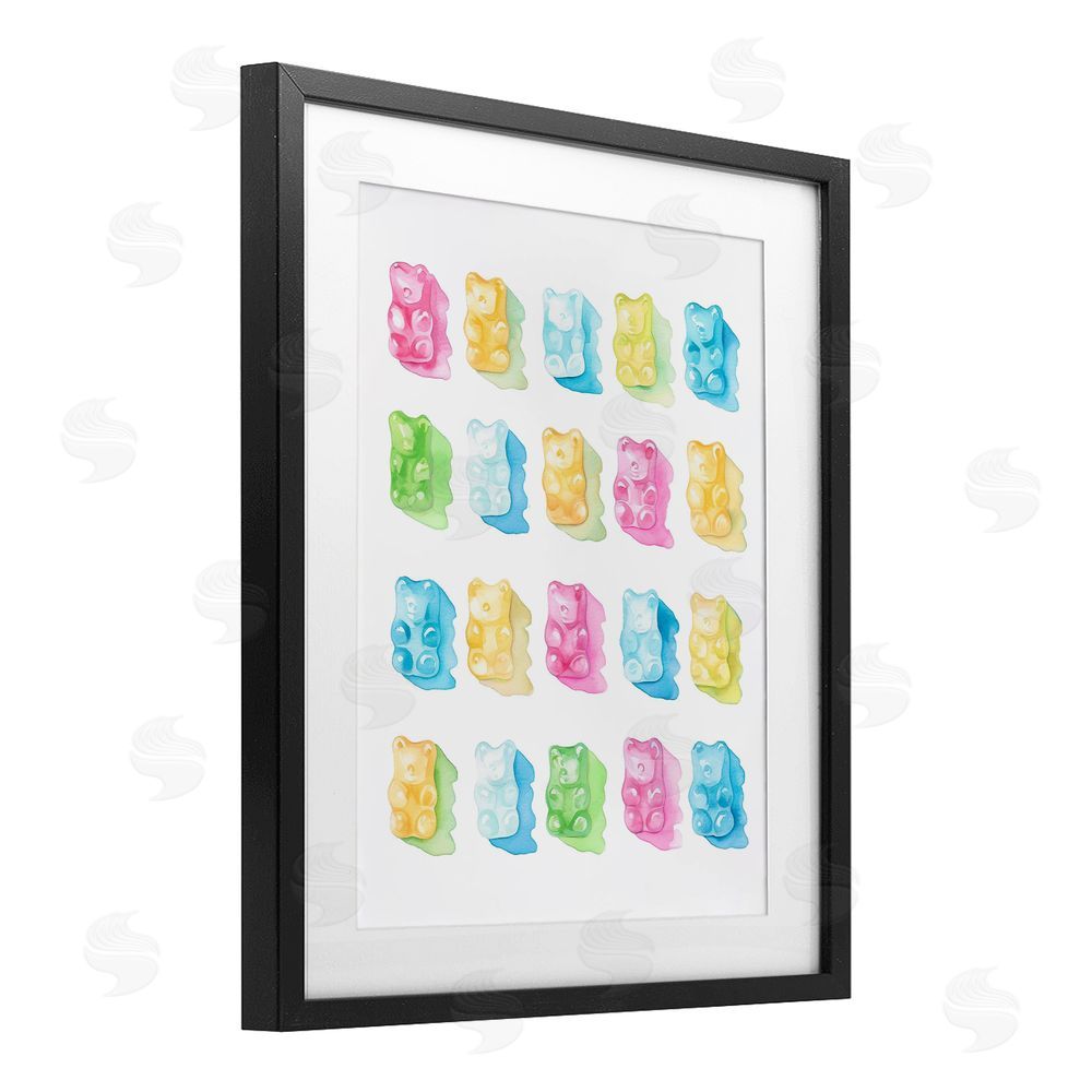 Stupell Studio Pastel Candy Bears Collection Black Framed Print Under Glass Wall Art