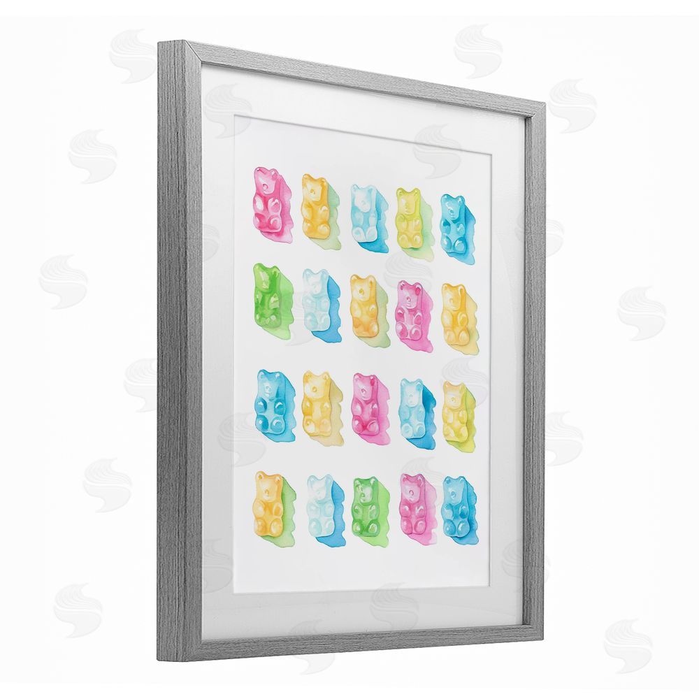 Stupell Studio Pastel Candy Bears Collection Gray Framed Print Under Glass Wall Art