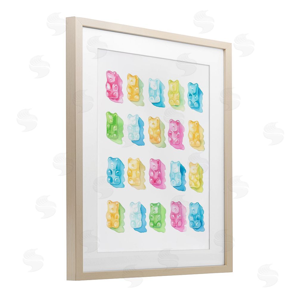 Stupell Studio Pastel Candy Bears Collection Brown Framed Print Under Glass Wall Art
