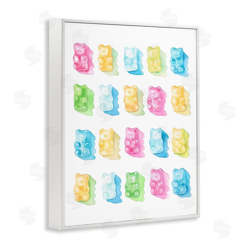 Stupell Studio Pastel Candy Bears Collection White Framed Giclee Print Wall Art