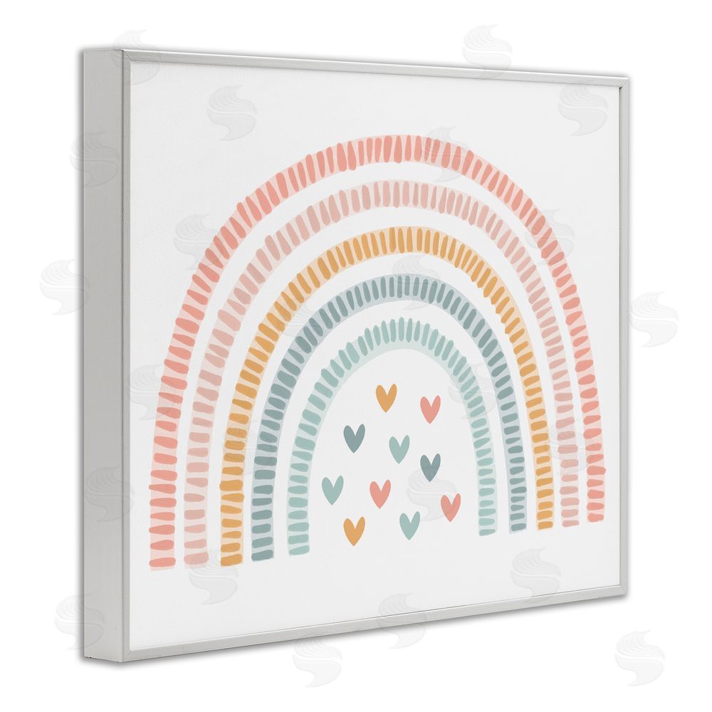Lil' Rue Whimsical Pastel Rainbow with Hearts White Framed Giclee Wall Art Print