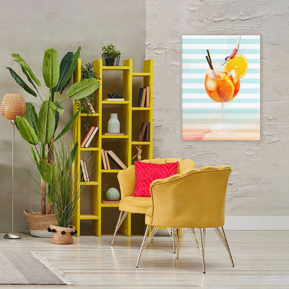 Stupell Studio Spritz Cocktail Dive Stretched Canvas Wall Art Print in Room