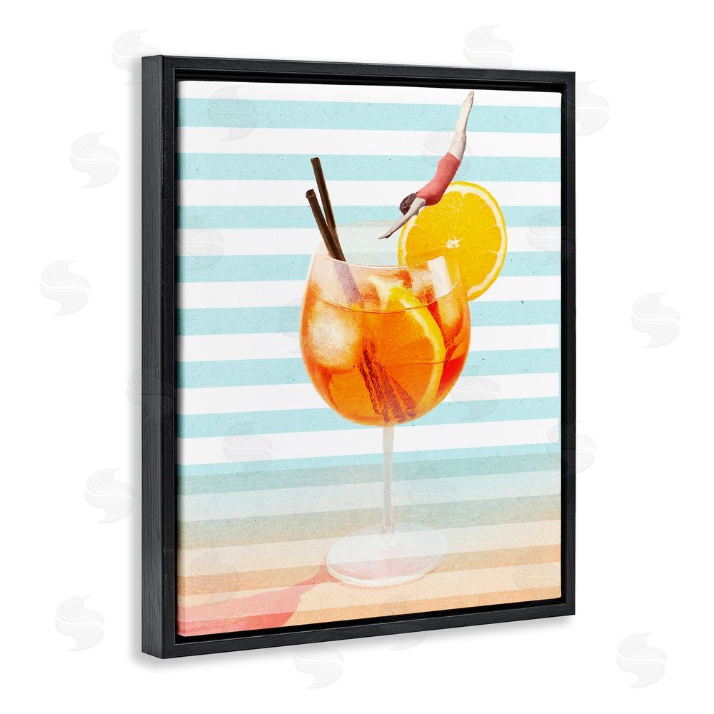 Stupell Studio Spritz Cocktail Dive Black Floating Frame Canvas Wall Art Print