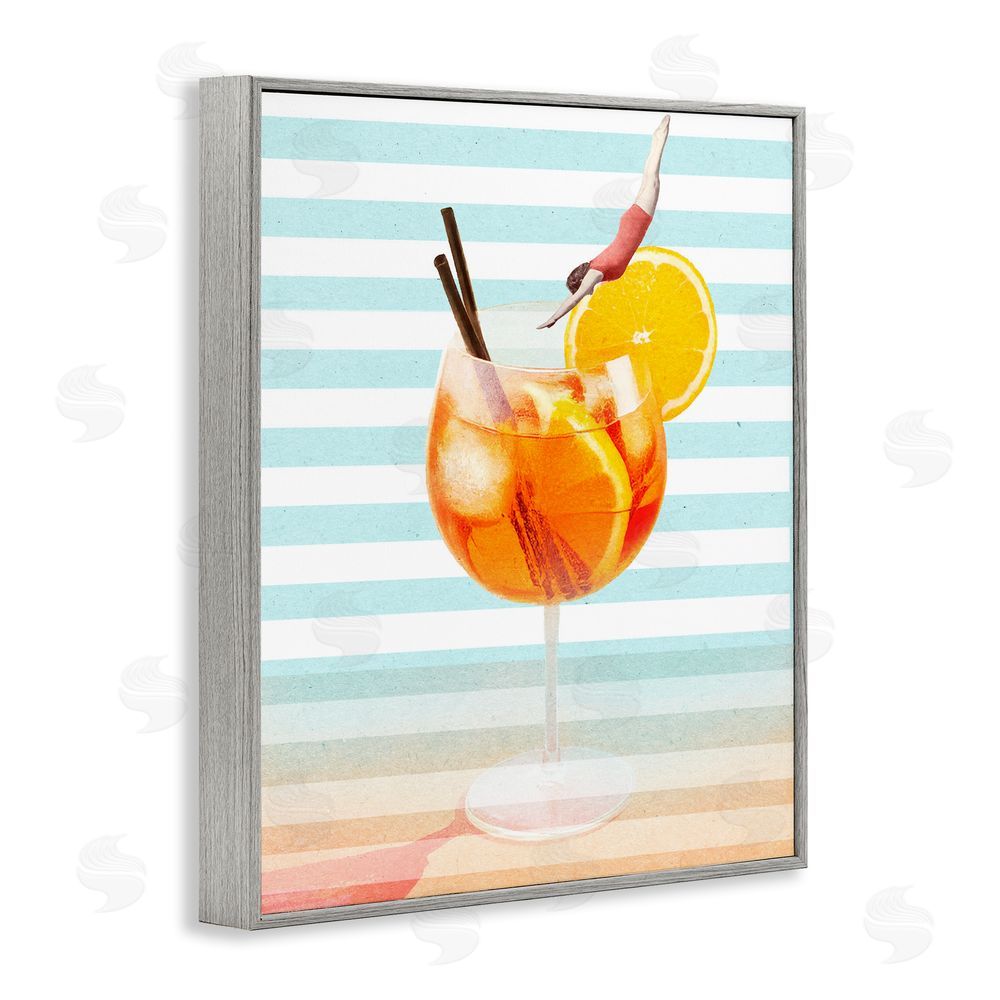 Stupell Studio Spritz Cocktail Dive Gray Framed Giclee Print Wall Art
