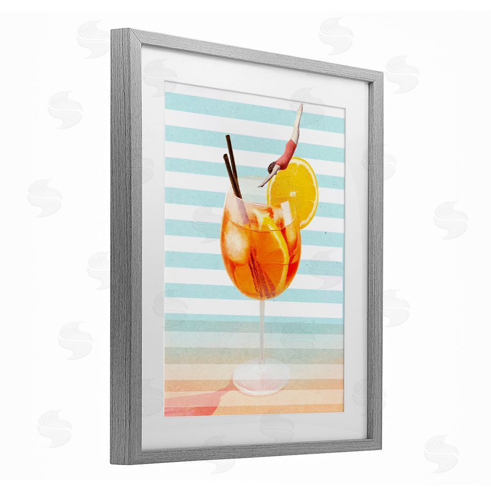 Stupell Studio Spritz Cocktail Dive Gray Framed Print Under Glass Wall Art