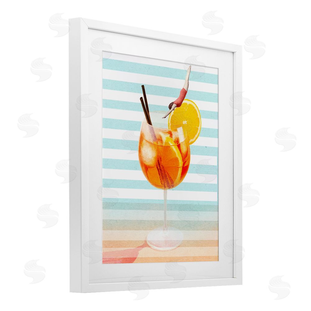 Stupell Studio Spritz Cocktail Dive White Framed Print Under Glass Wall Art