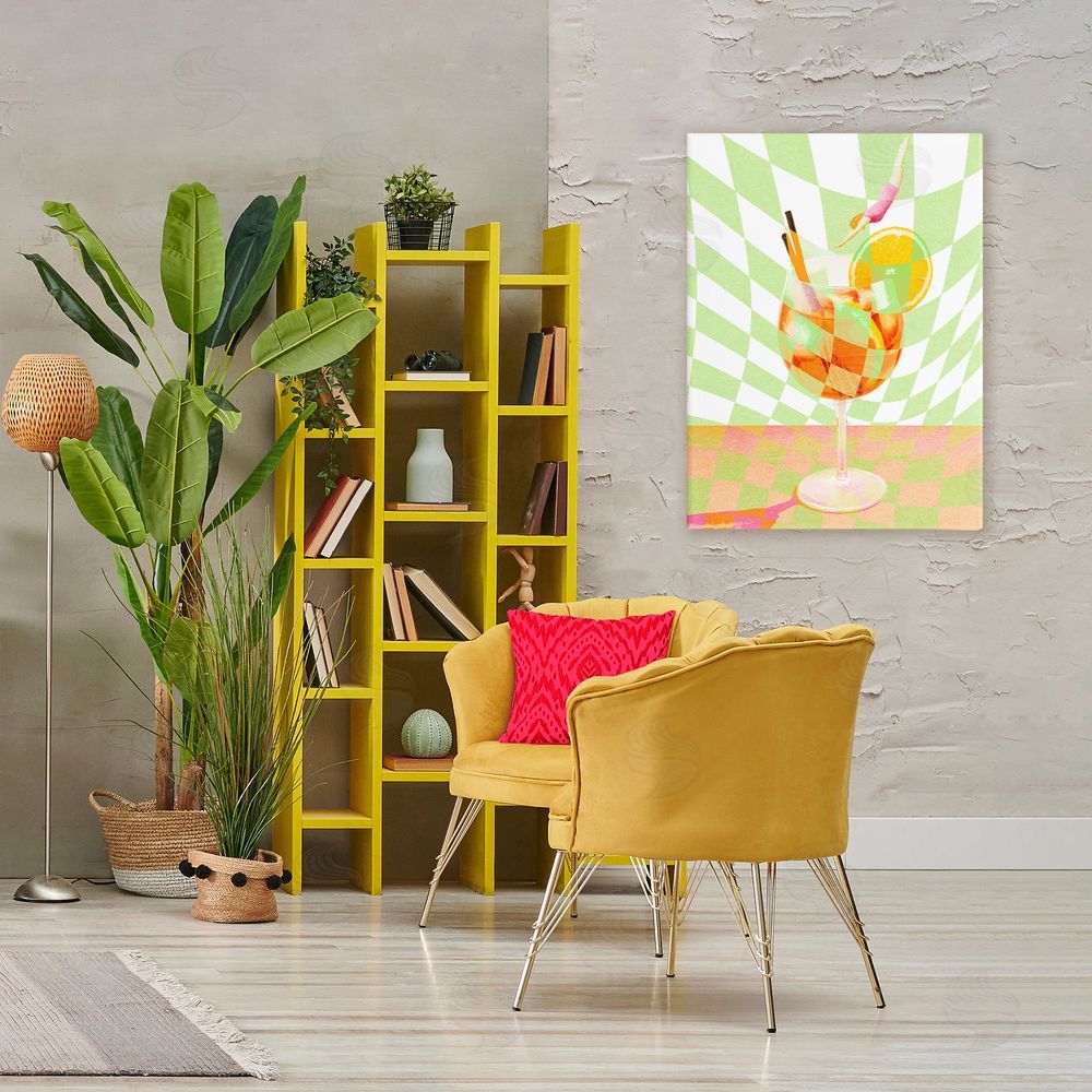 Stupell Studio Retro Swimmer Summer Cocktail Stretched Canvas Wall Art Print in Room