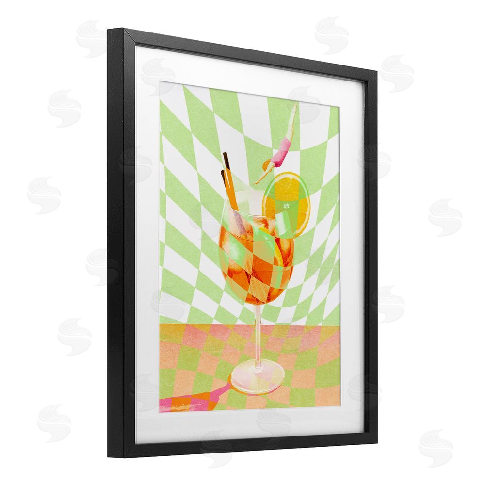 Stupell Studio Retro Swimmer Summer Cocktail Black Framed Print Under Glass Wall Art