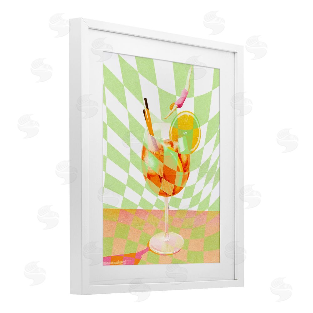 Stupell Studio Retro Swimmer Summer Cocktail White Framed Print Under Glass Wall Art