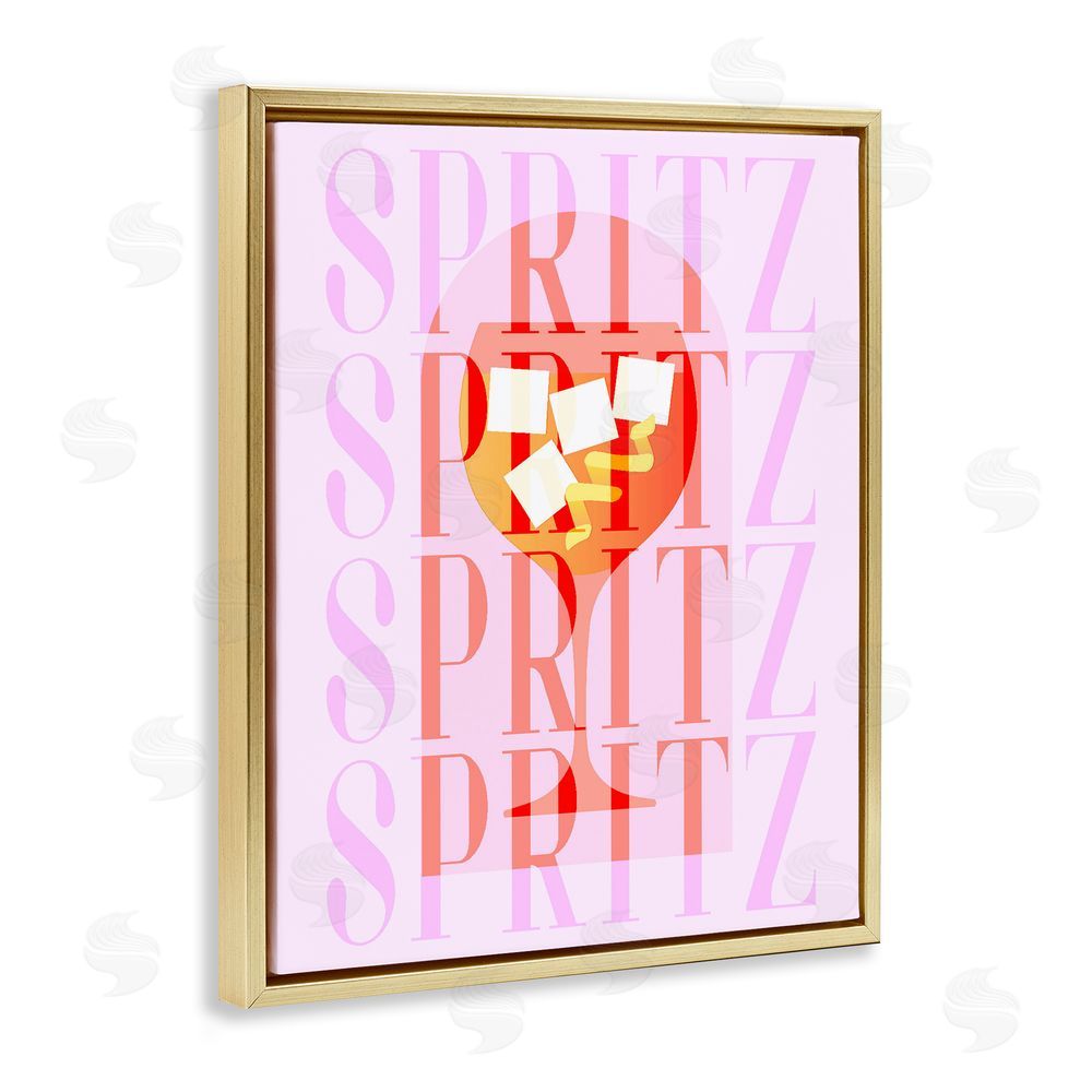 Stupell Studio Retro Pastel Spritz Gold Floating Frame Canvas Wall Art Print