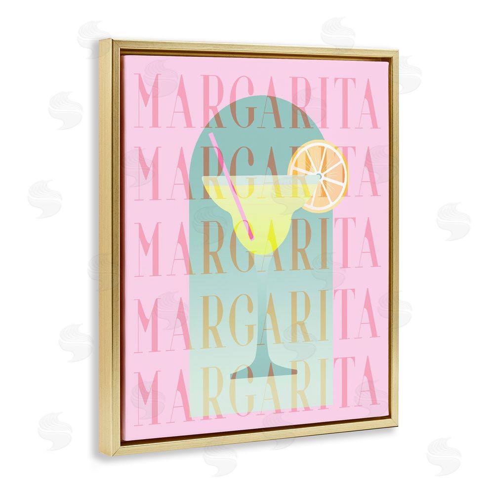 Stupell Studio Retro Pastel Margarita Gold Floating Frame Canvas Wall Art Print