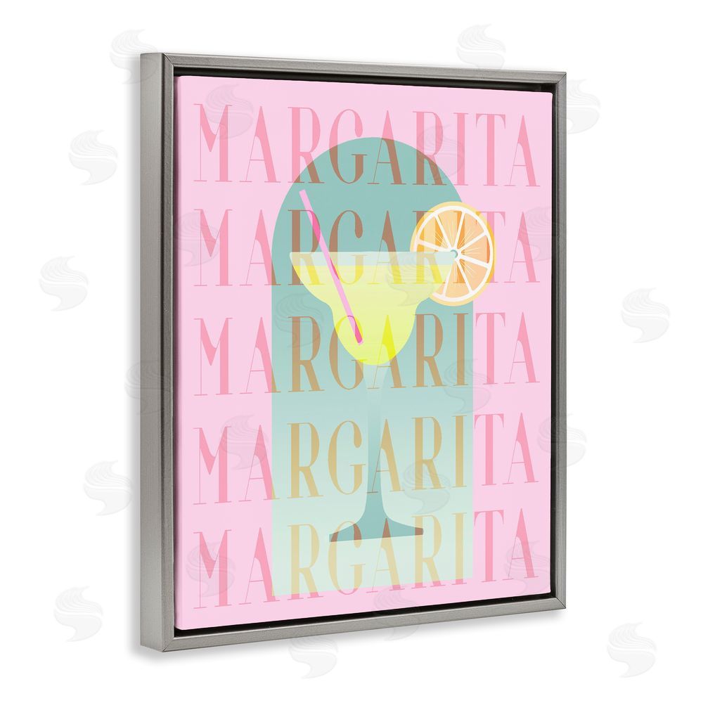Stupell Studio Retro Pastel Margarita Gray Floating Frame Canvas Wall Art Print
