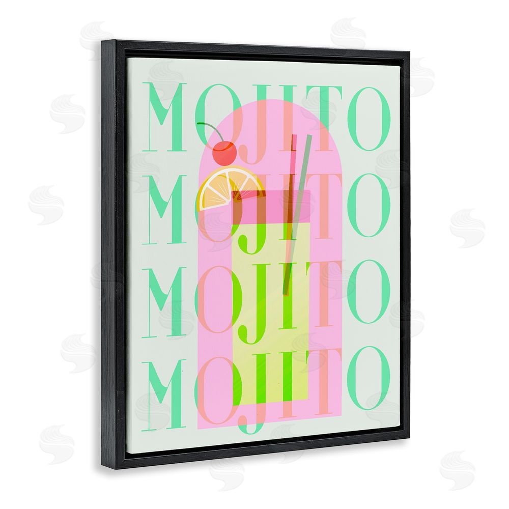Stupell Studio Retro Pastel Mojito Black Floating Frame Canvas Wall Art Print