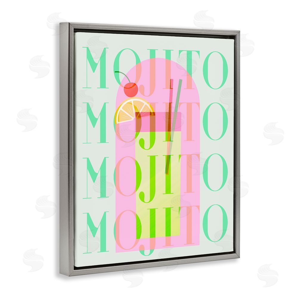 Stupell Studio Retro Pastel Mojito Gray Floating Frame Canvas Wall Art Print