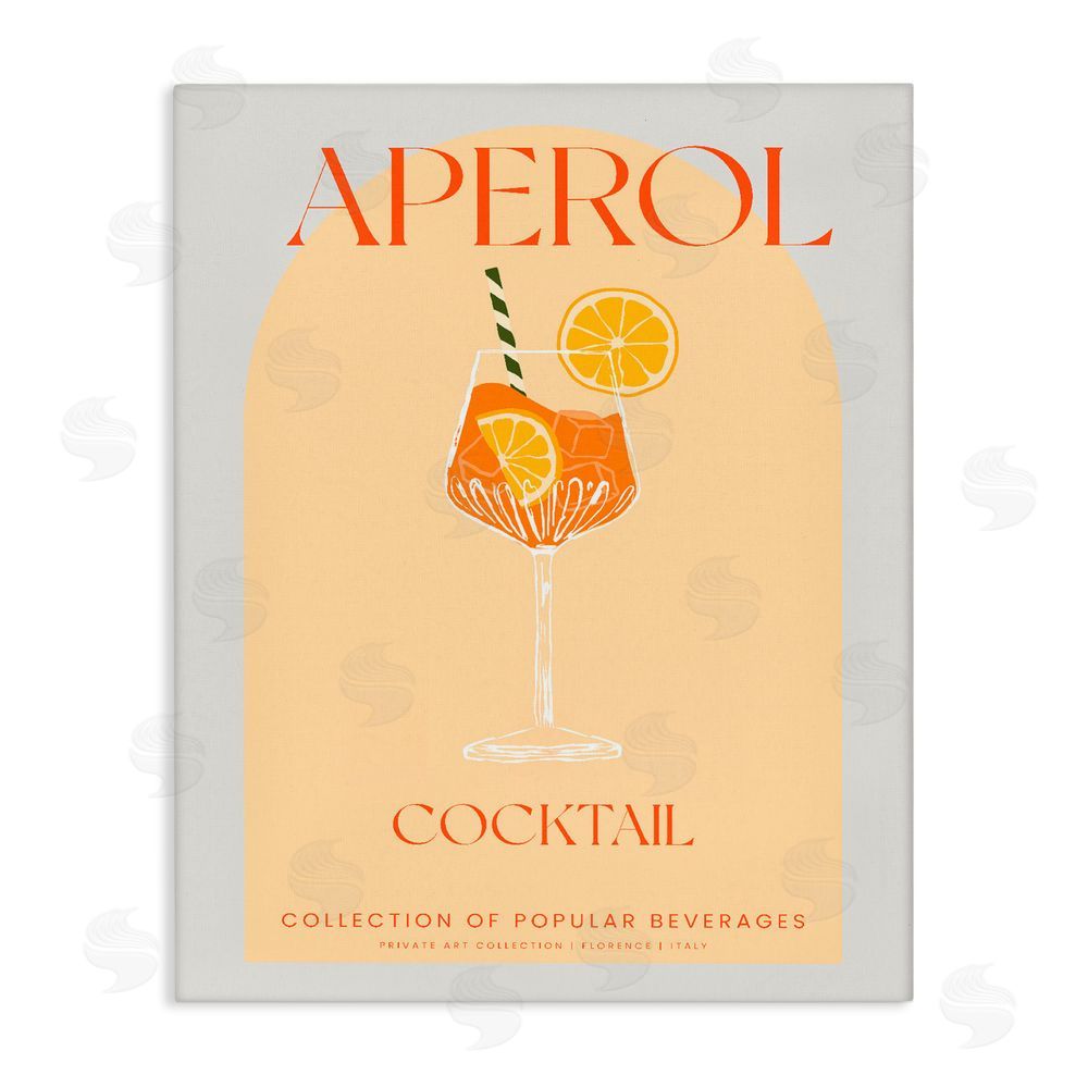Stupell Studio Stylish Retro Aperol Cocktail Stretched Canvas Wall Art Print