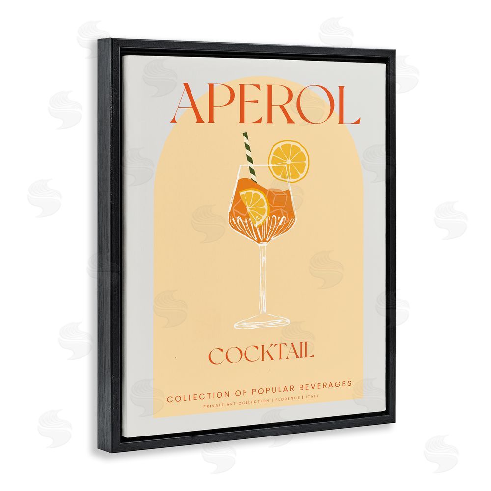 Stupell Studio Stylish Retro Aperol Cocktail Black Floating Frame Canvas Wall Art Print