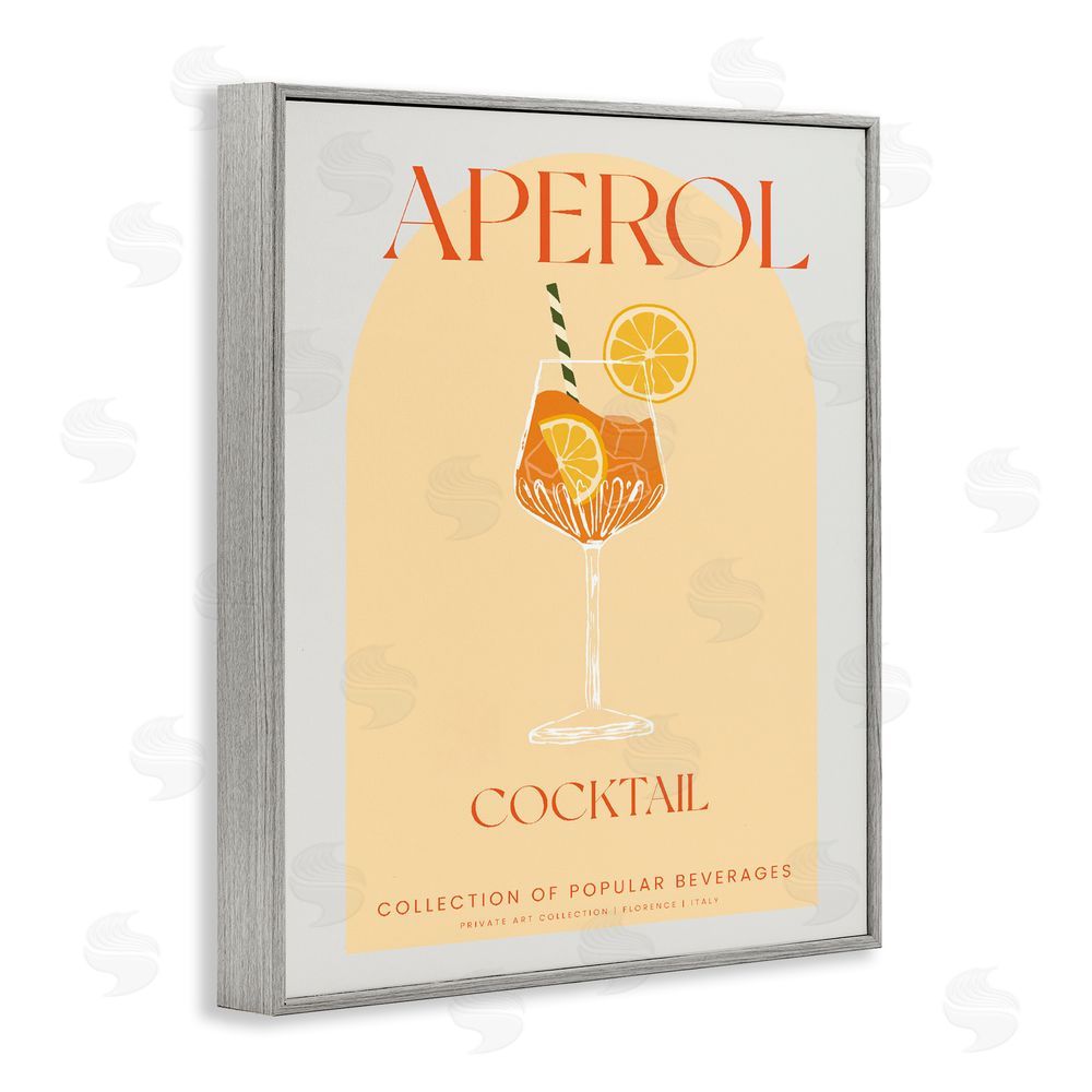 Stupell Studio Stylish Retro Aperol Cocktail Gray Framed Giclee Print Wall Art