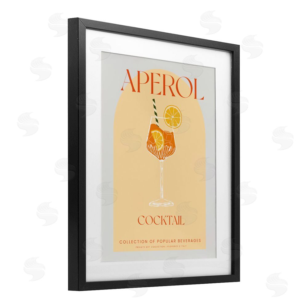 Stupell Studio Stylish Retro Aperol Cocktail Black Framed Print Under Glass Wall Art