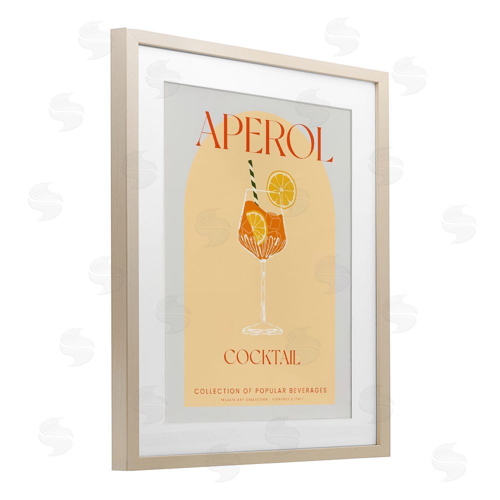 Stupell Studio Stylish Retro Aperol Cocktail Brown Framed Print Under Glass Wall Art