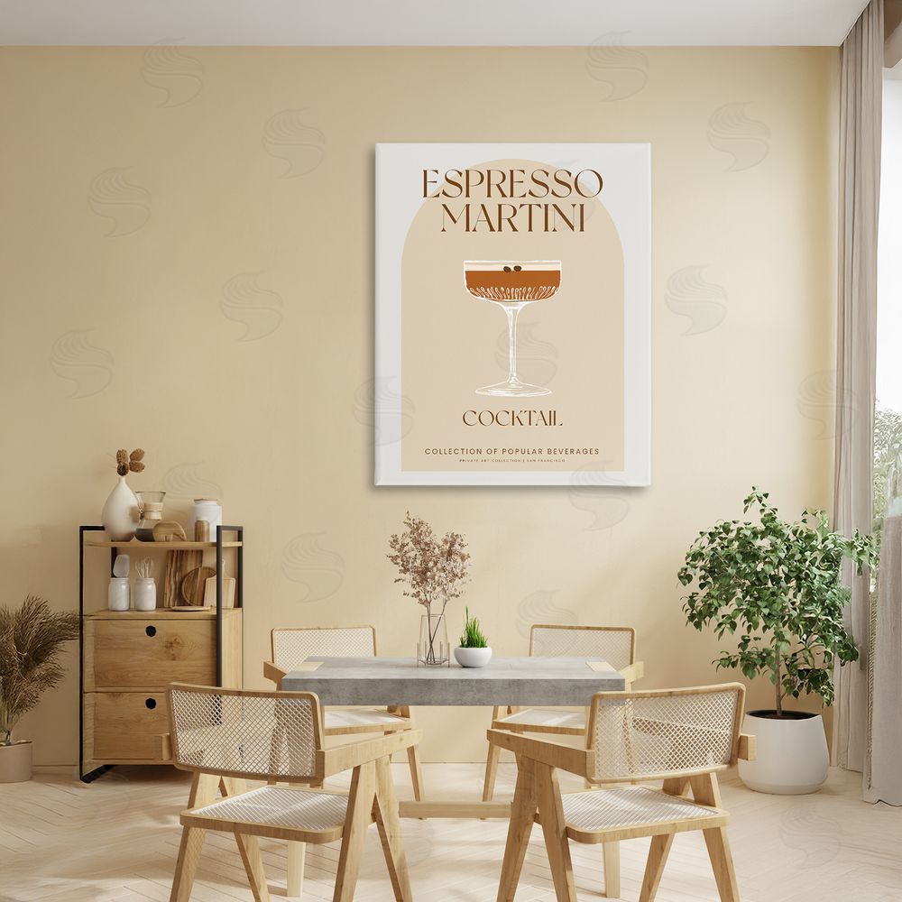 Stupell Studio Stylish Retro Espresso Martini Stretched Canvas Wall Art Print in Room