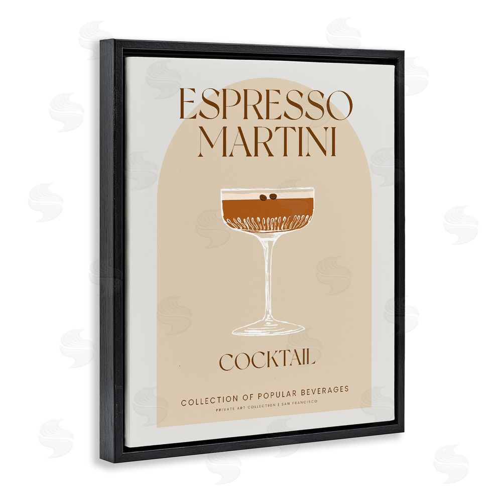 Stupell Studio Stylish Retro Espresso Martini Black Floating Frame Canvas Wall Art Print