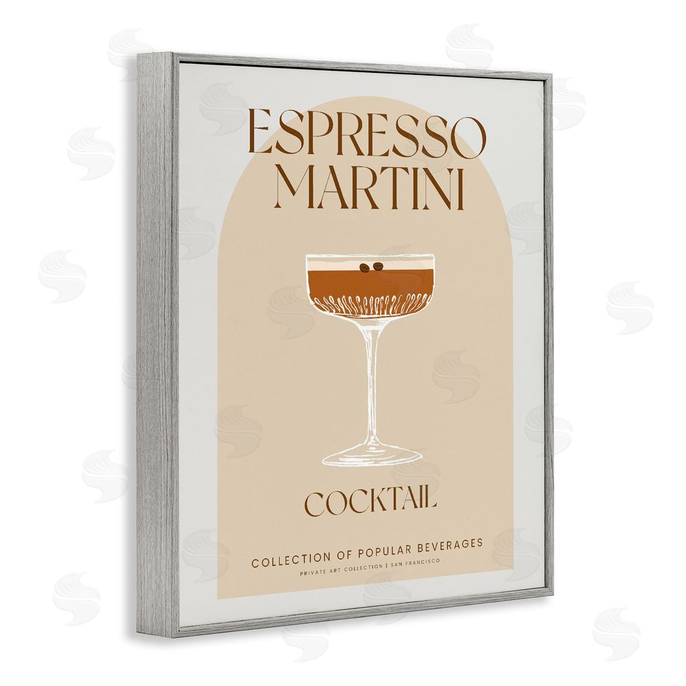 Stupell Studio Stylish Retro Espresso Martini Gray Framed Giclee Print Wall Art