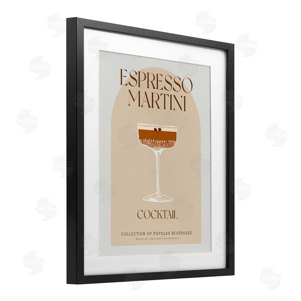 Stupell Studio Stylish Retro Espresso Martini Black Framed Print Under Glass Wall Art