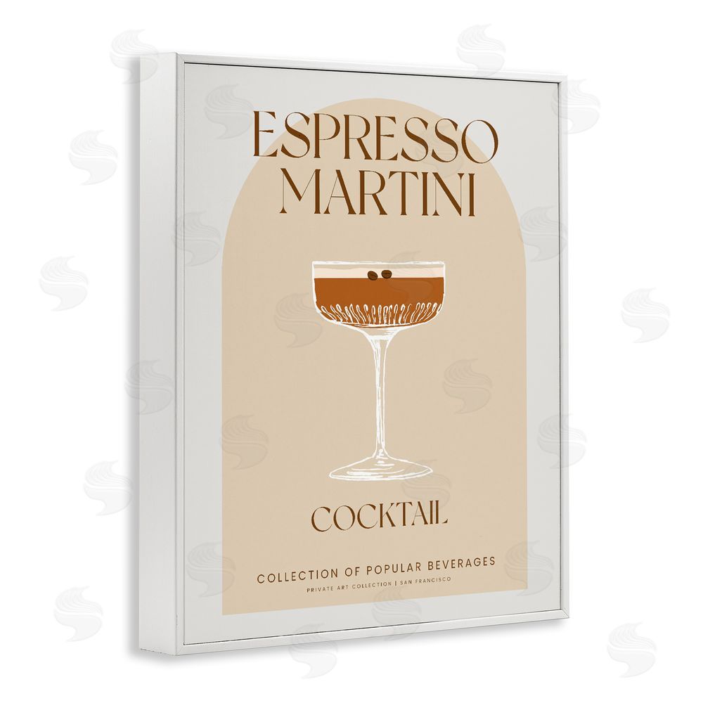 Stupell Studio Stylish Retro Espresso Martini White Framed Giclee Print Wall Art