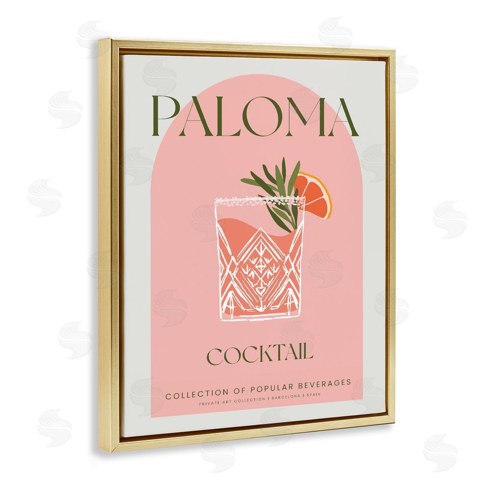 Stupell Studio Stylish Retro Paloma Gold Floating Frame Canvas Wall Art Print