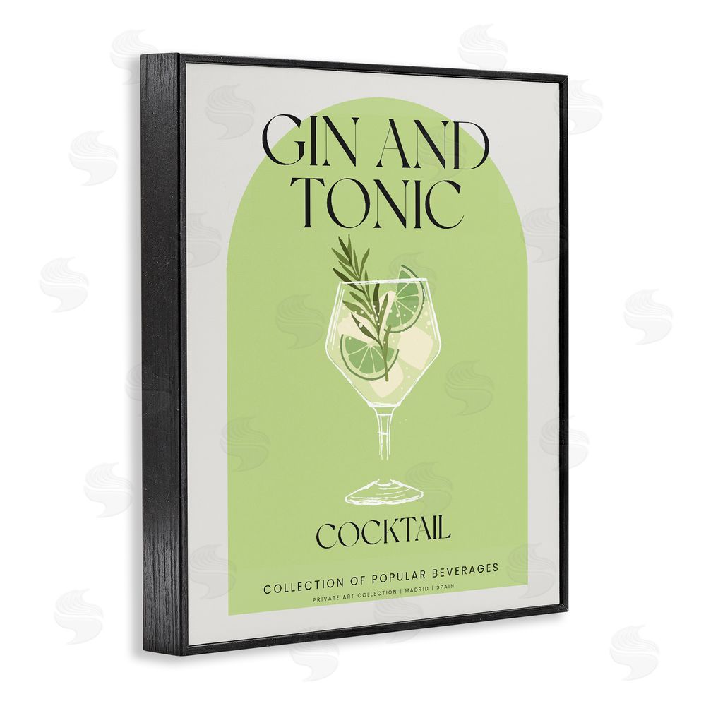 Stupell Studio Stylish Retro Gin & Tonic Black Framed Giclee Print Wall Art