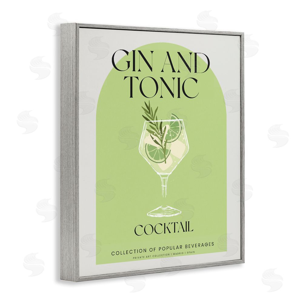 Stupell Studio Stylish Retro Gin & Tonic Gray Framed Giclee Print Wall Art