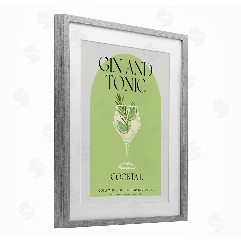 Stupell Studio Stylish Retro Gin & Tonic Gray Framed Print Under Glass Wall Art