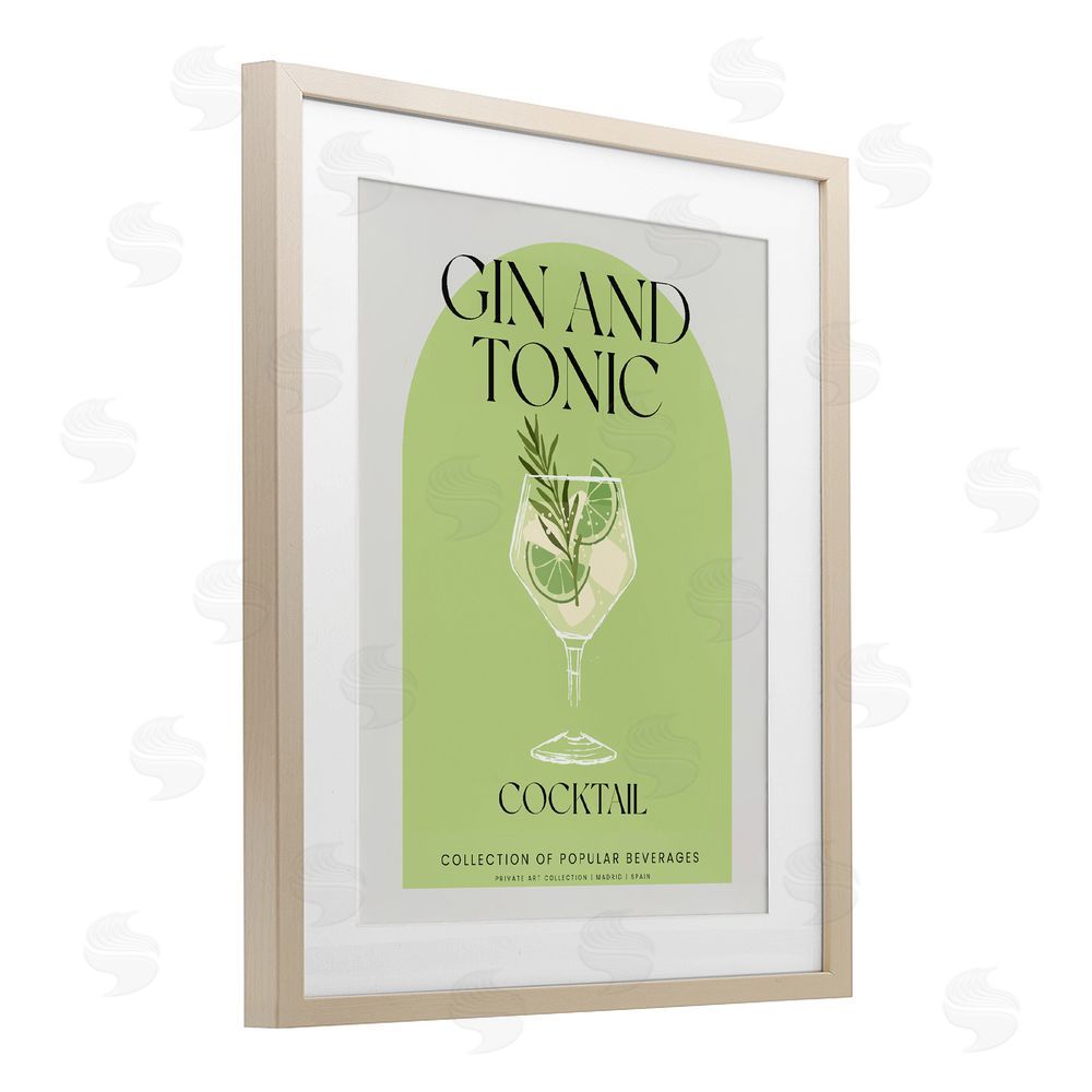 Stupell Studio Stylish Retro Gin & Tonic Brown Framed Print Under Glass Wall Art