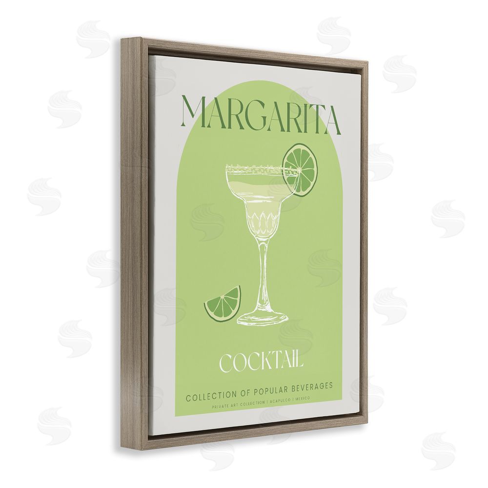 Stupell Studio Stylish Retro Margarita Brown Floating Frame Canvas Wall Art Print