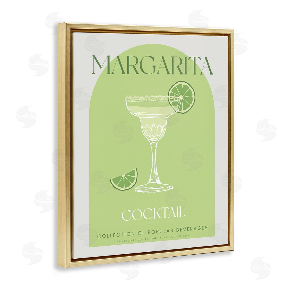 Stupell Studio Stylish Retro Margarita Gold Floating Frame Canvas Wall Art Print