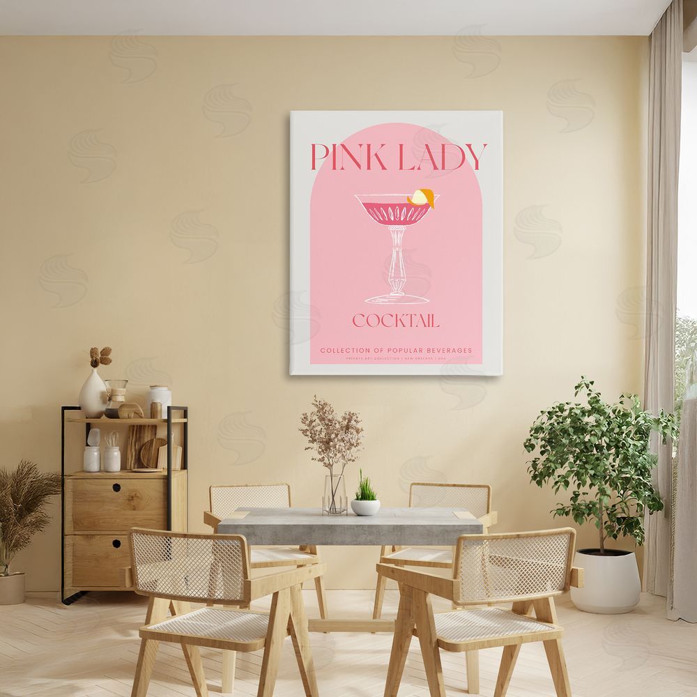 Stupell Studio Stylish Retro Pink Lady Stretched Canvas Wall Art Print in Room