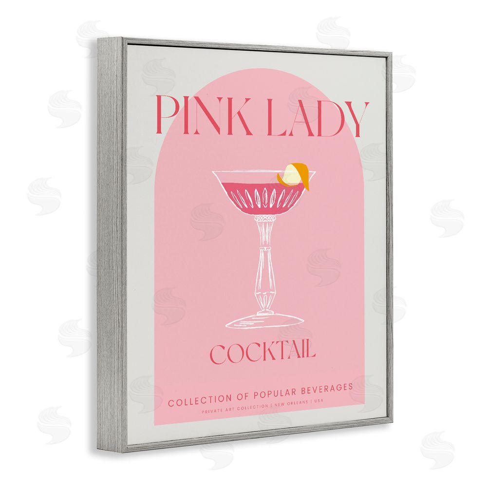 Stupell Studio Stylish Retro Pink Lady Gray Framed Giclee Print Wall Art